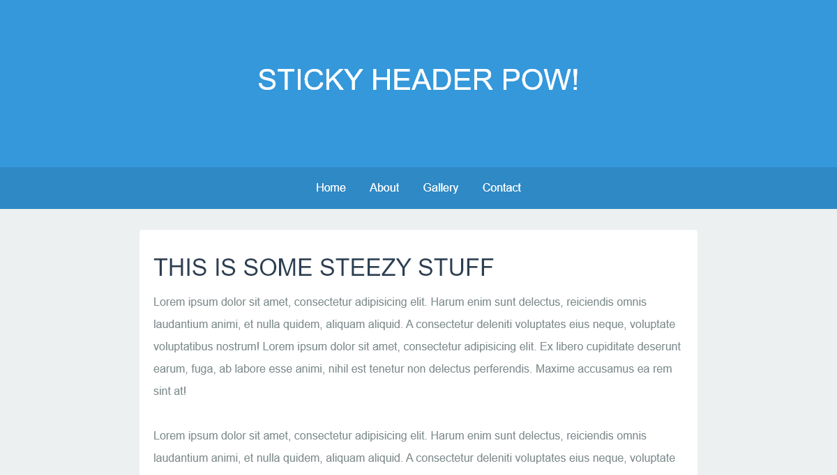 CSS Headers and Footers - Sticky Header CSS Transition