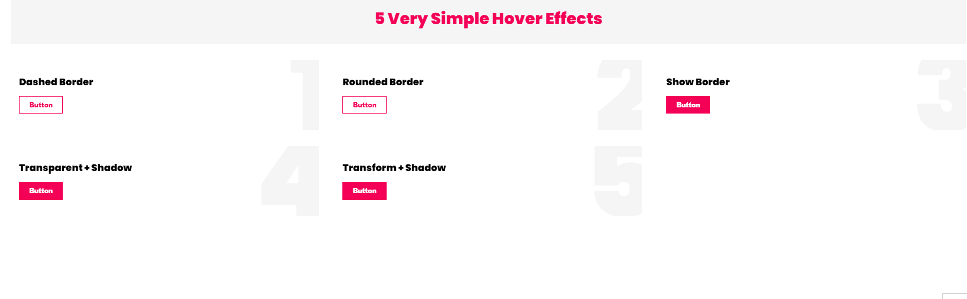 CSS Flat Buttons - 5 Very Simple Hover Effects