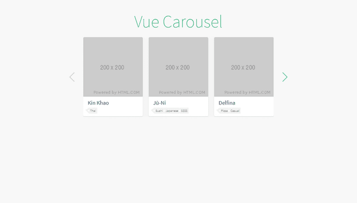 JavaScript Carousels - Vue card carousel