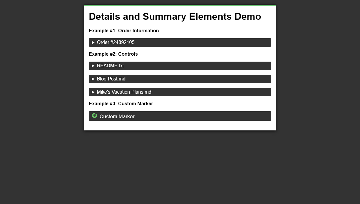 HTML <details> & <summary> with CSS - Details and Summary Elements Demo