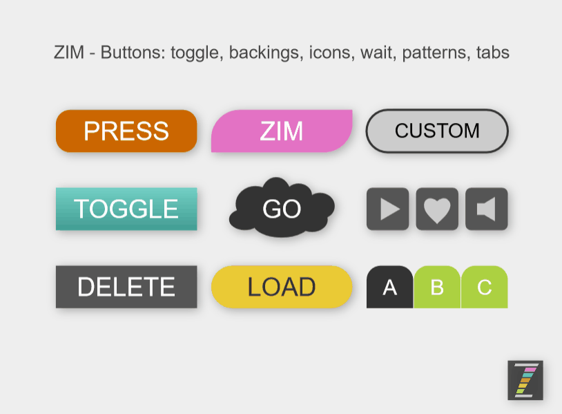 JavaScript Buttons - Easy Buttons for the Canvas with ZIMjs