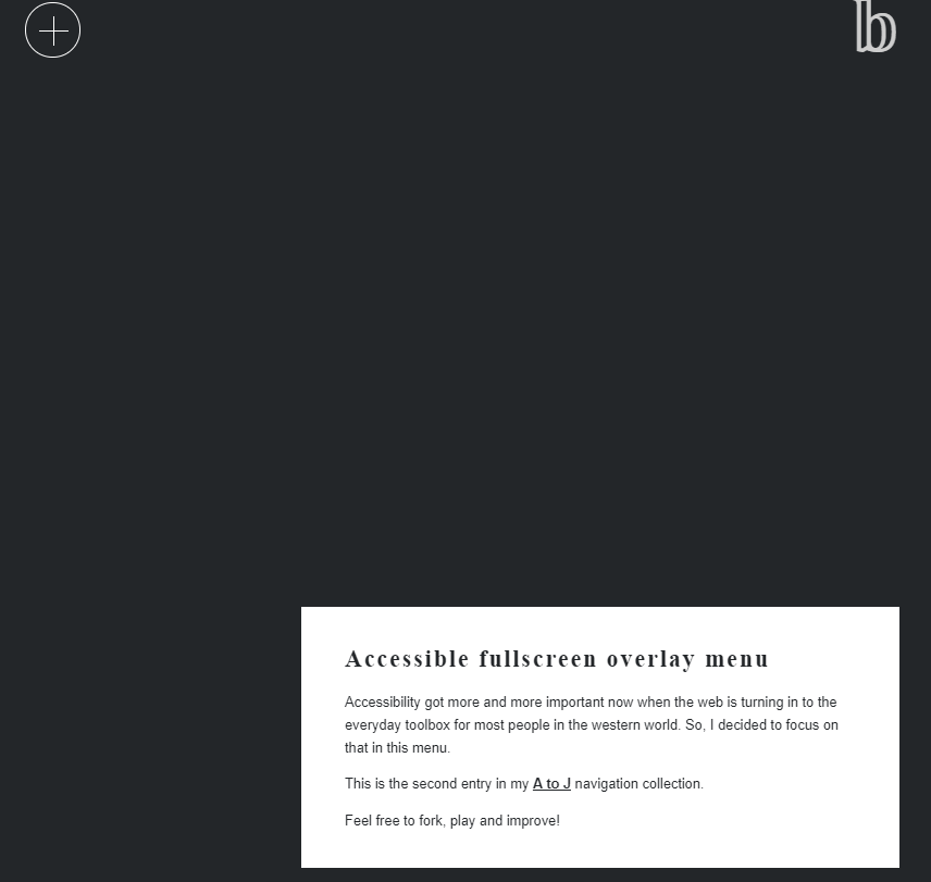 CSS Menu - Accessible fullscreen overlay menu