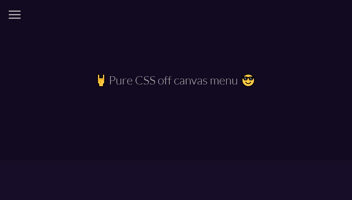 CSS Toggle Menus - Pure css off canvas menu