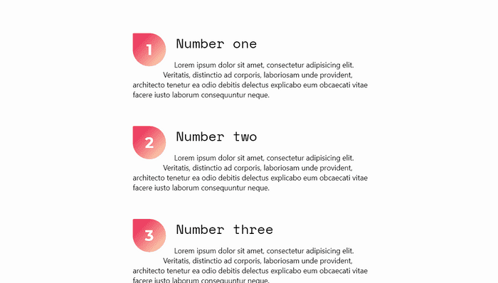 CSS Lists - CSS-only Numbered Lists With "drop" Shapes