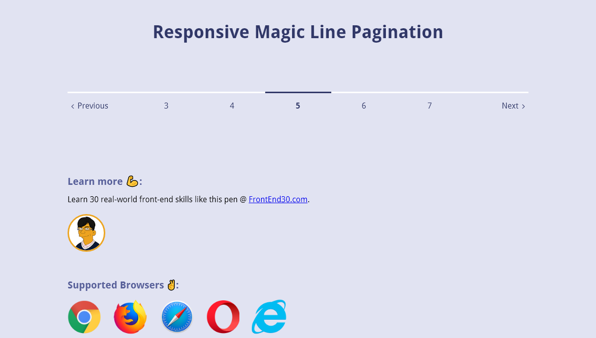 CSS Pagination - Responsive Magic Line Pagination
