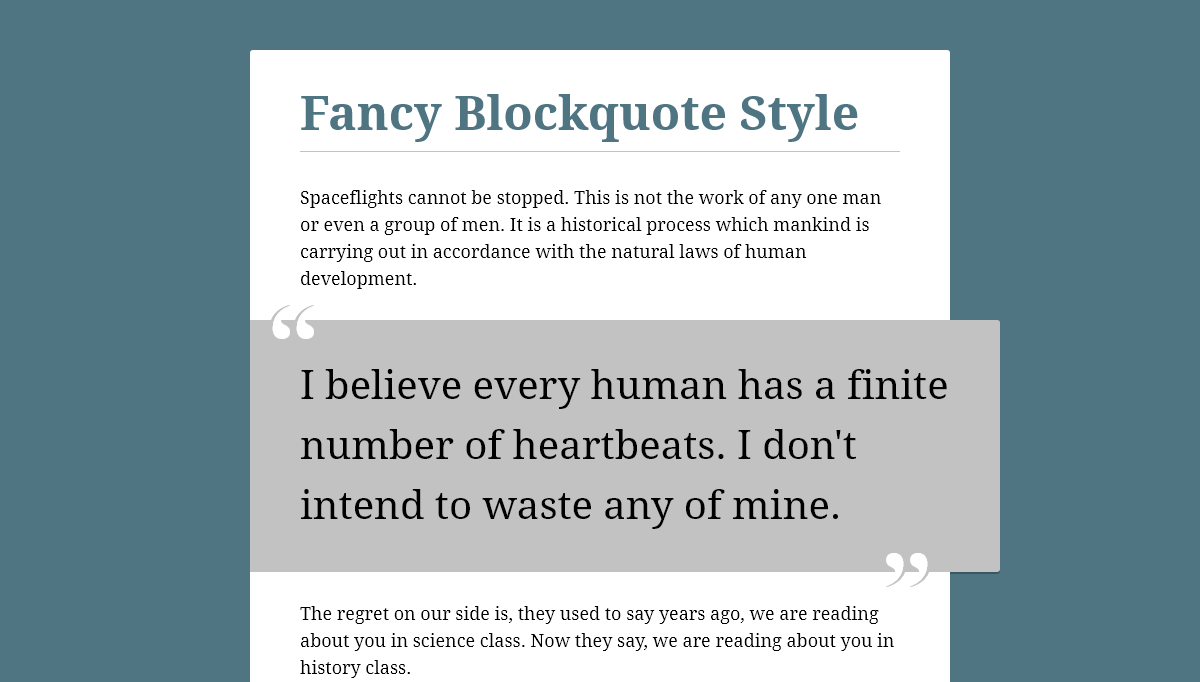 CSS Blockquotes - Fancy Blockquote Style