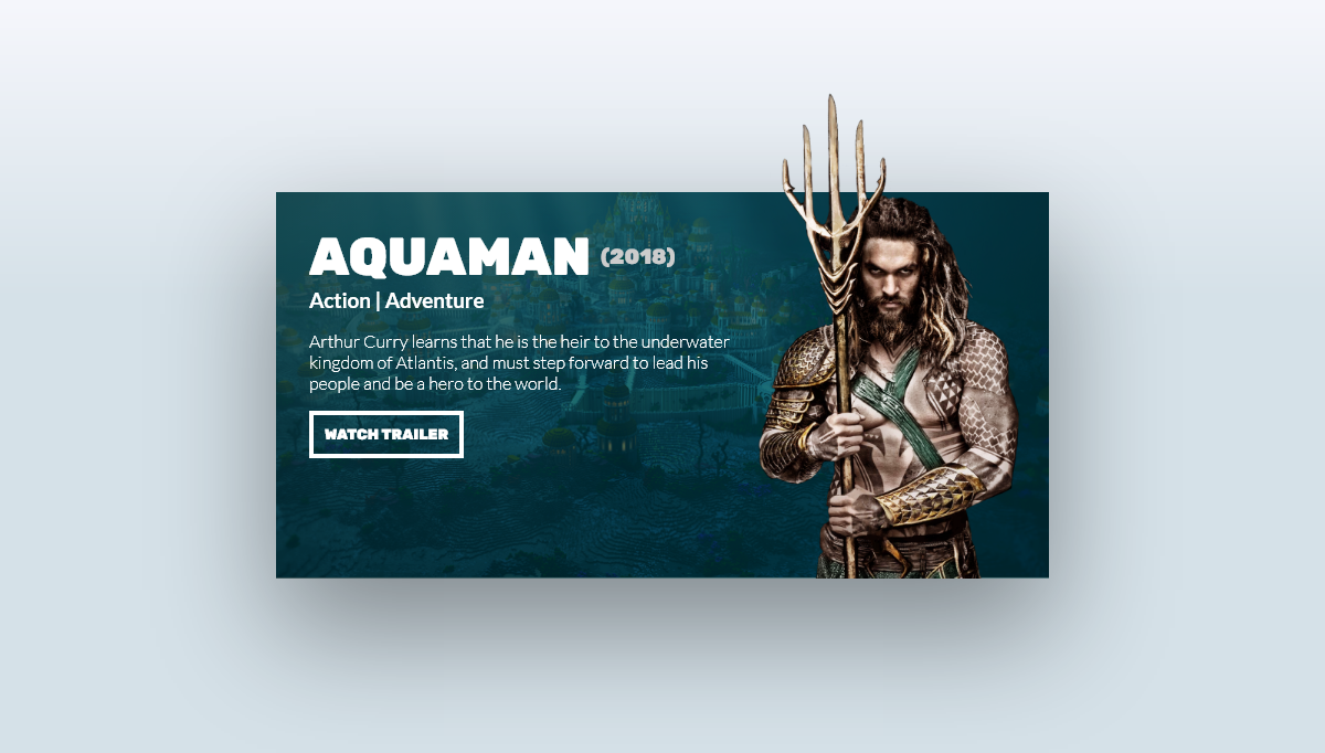 CSS Movie Cards - Awesome Blue Aquaman CSS Movie Card