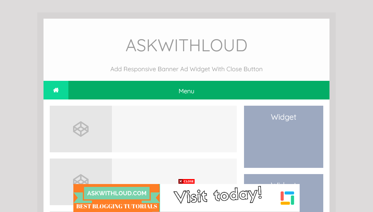 CSS Close Buttons - Responsive Banner Ad Widget With Close Button