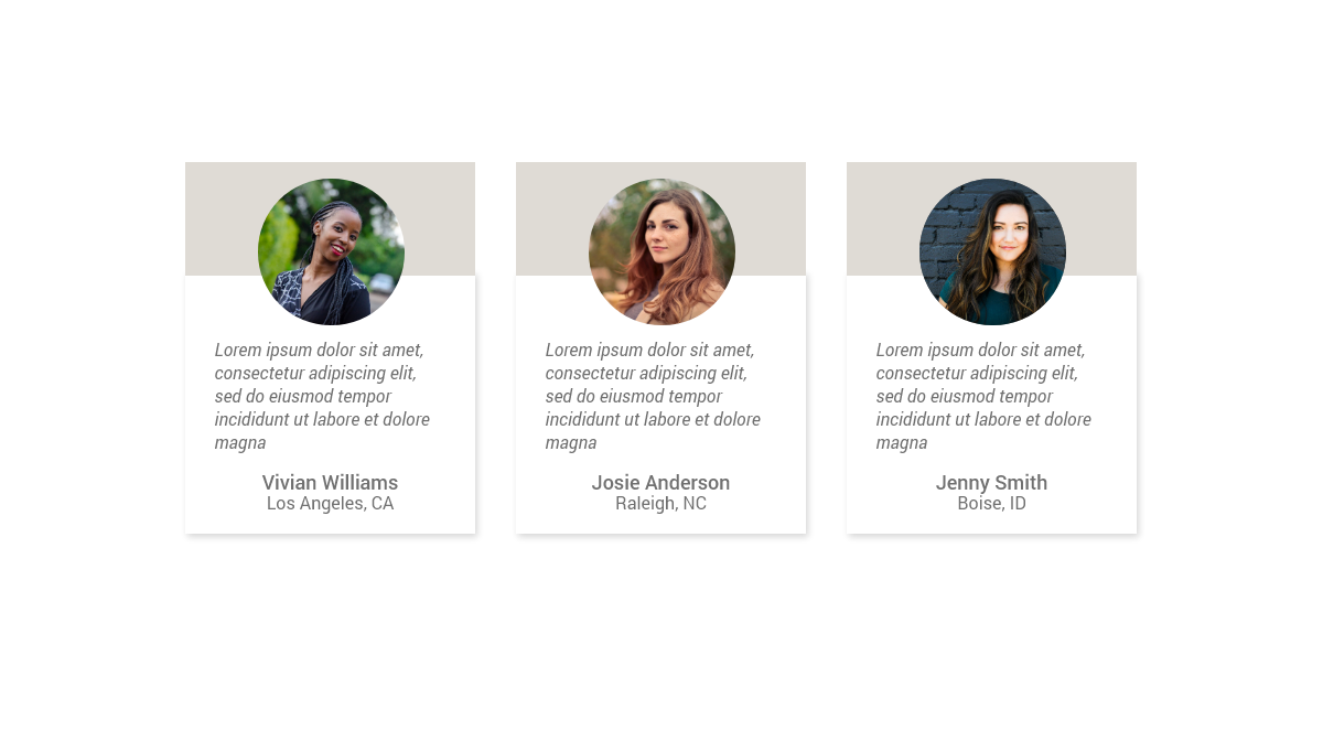 CSS Cards - Testimonials Sample 1