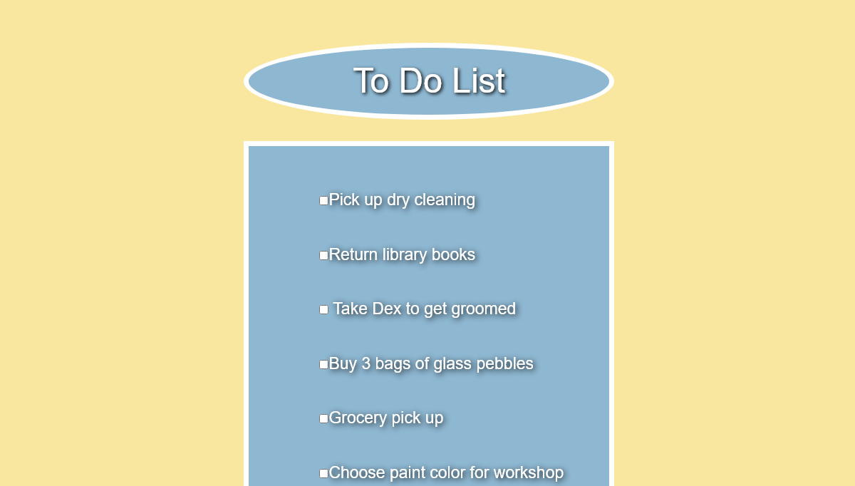 CSS Lists - To Do List