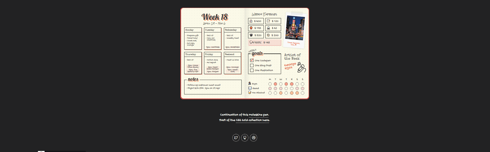 CSS Grid Examples - CSS Grid: Bullet Journal