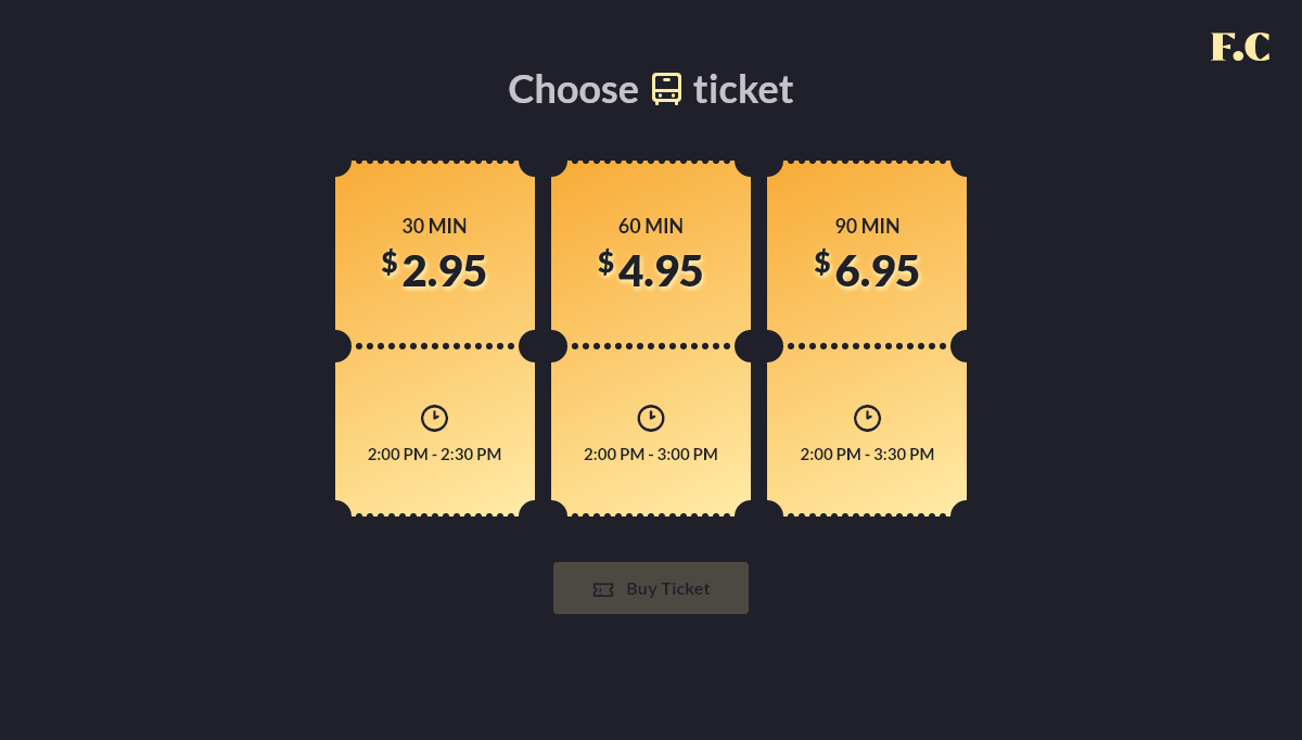 Checkboxes CSS - Choose Ticket - Pure CSS