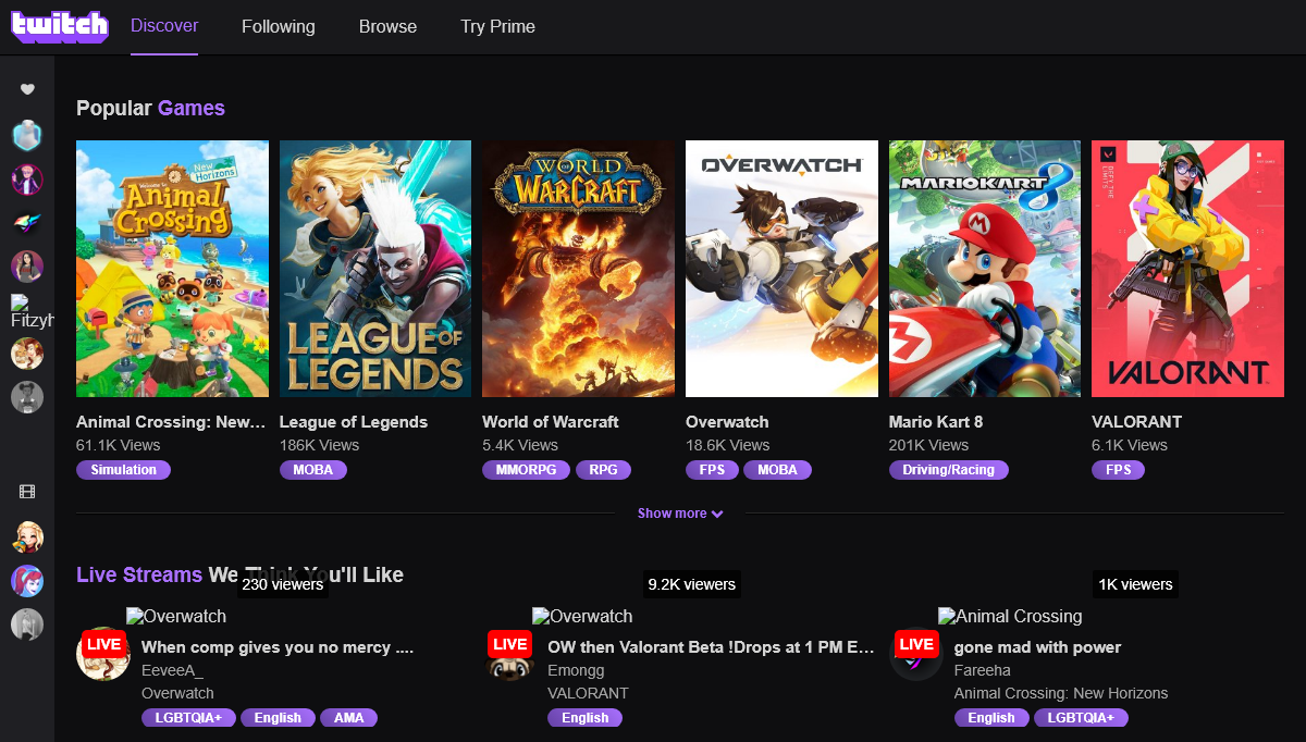CSS Grid Examples - Reverse Engineered Twitch.tv UI  (Responsive CSS Grid Experiment)