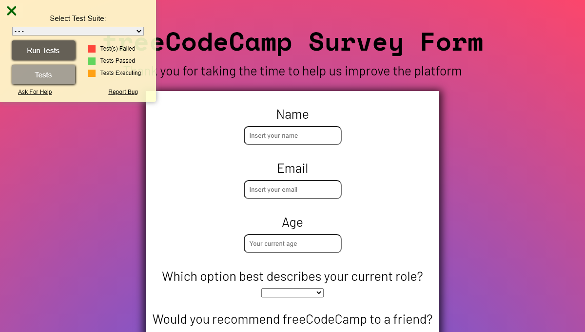 CSS Forms - Survey Form - freeCodeCamp