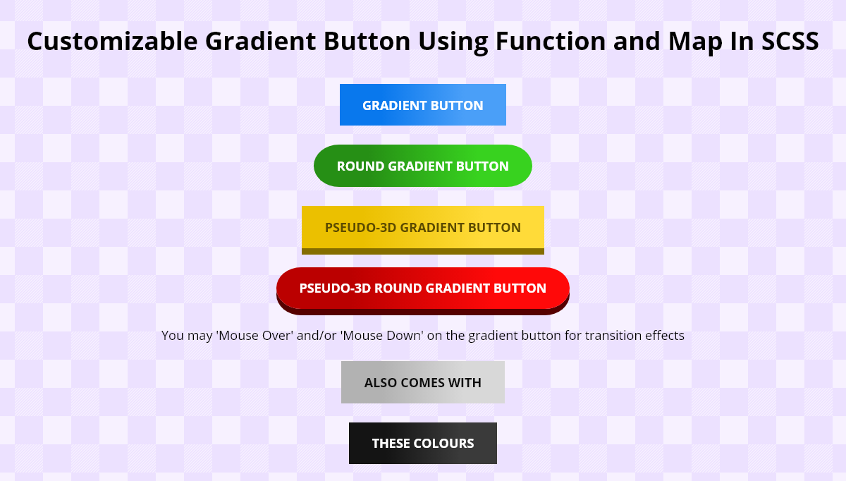 CSS Gradient Buttons - Customizable Gradient Button Using Function And Map In SCSS (CSS Loop)