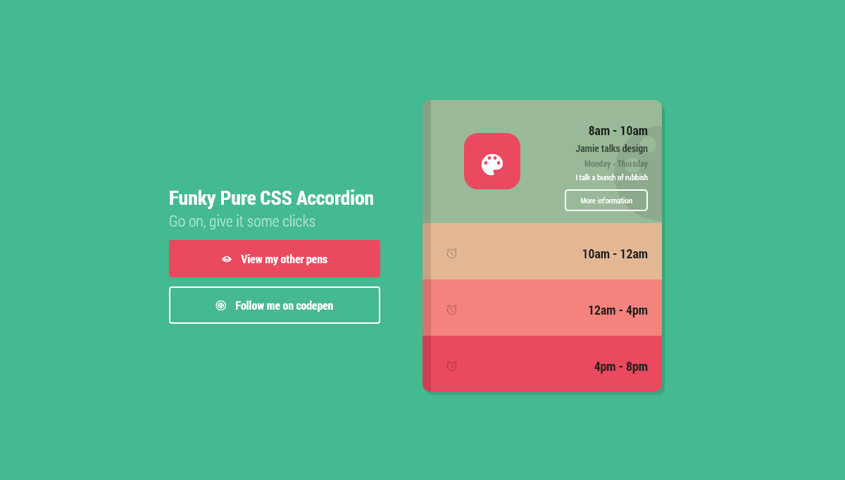 CSS Accordions - Funky Pure CSS Accordion