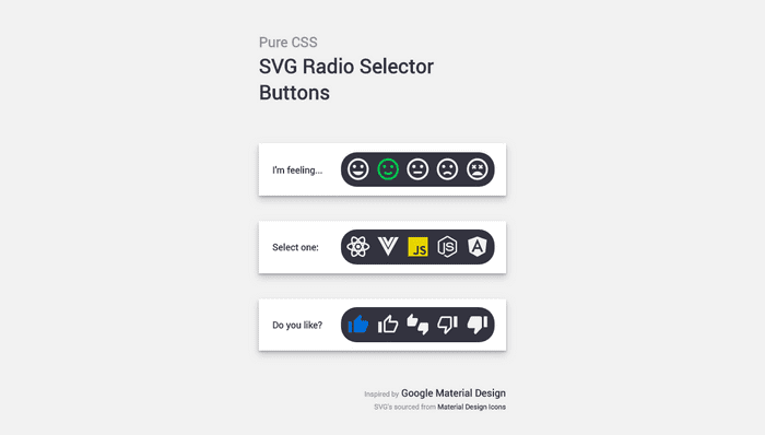 Radio Buttons CSS - Pure CSS - SVG Radio Selector Buttons