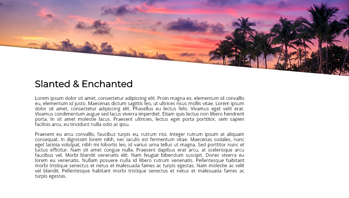CSS Headers and Footers - Slanted Div, Fixed Header