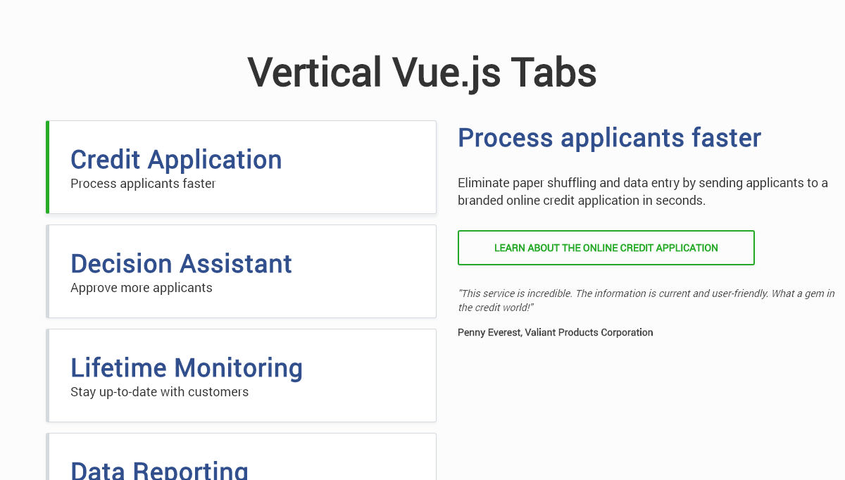 Vue Tabs - Vertical Tabs