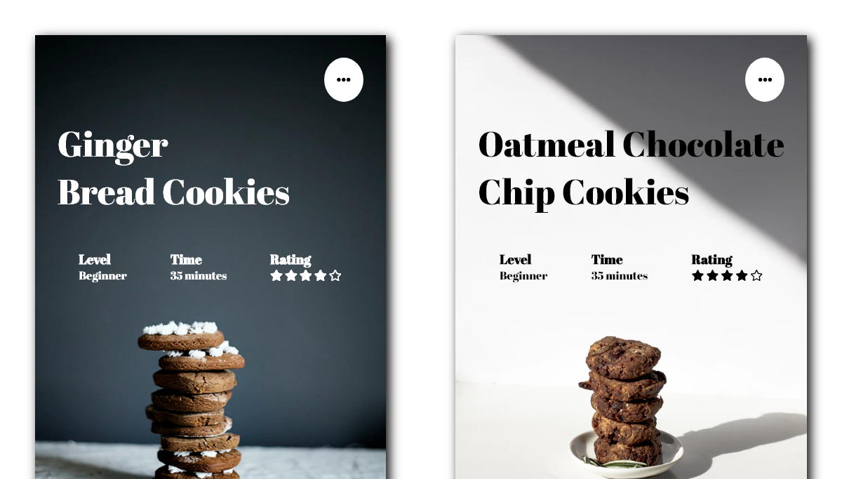 CSS Recipe Cards - Recipe Designs (HTML/CSS)
