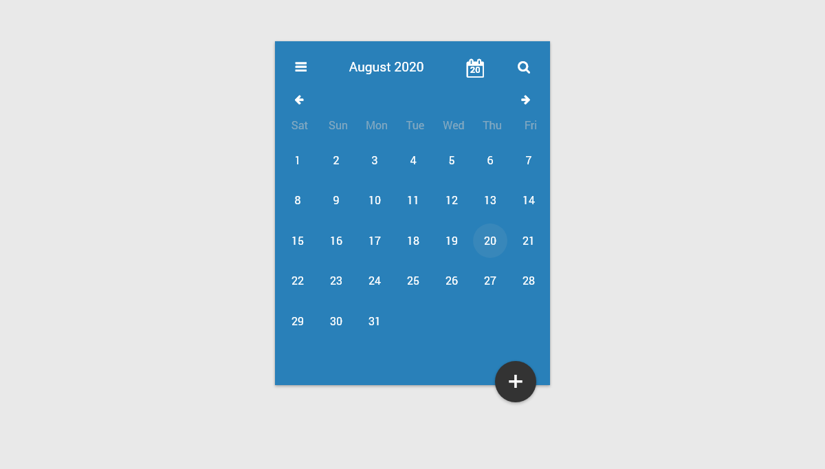 CSS Calendars - Calendar in ReactJs
