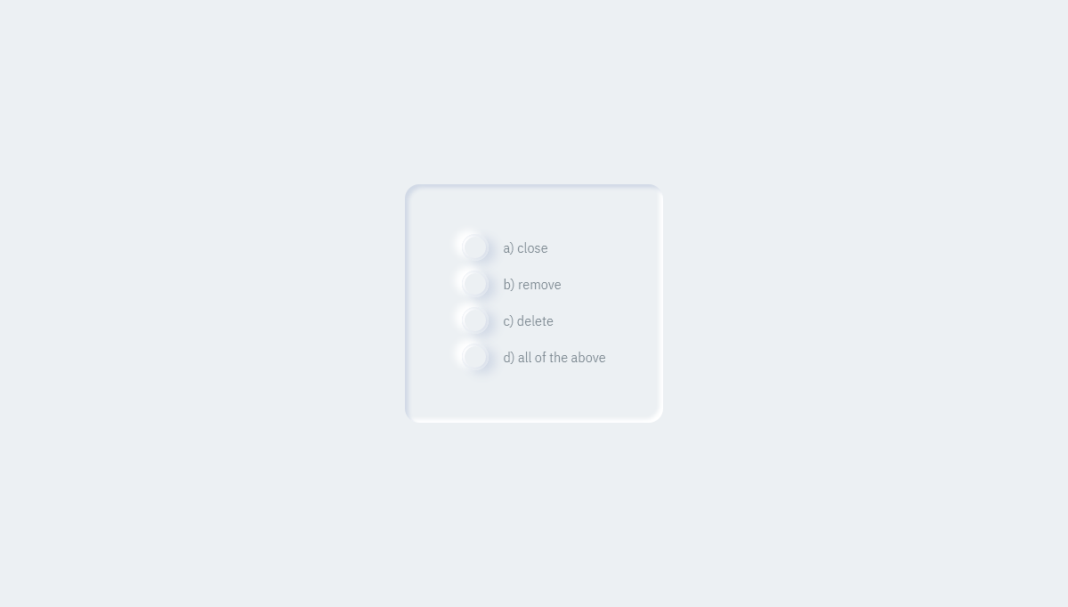 CSS Neumorphism Examples - Neumorphic Radio