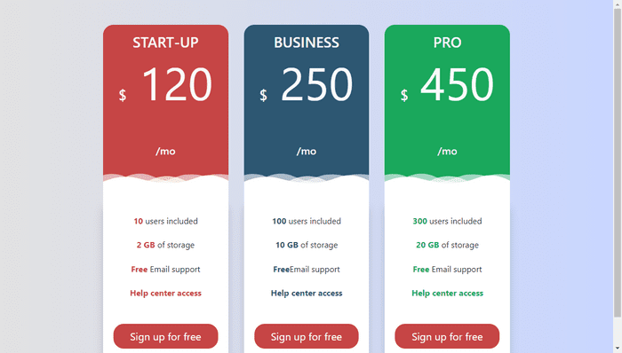 Bootstrap Tables - Creative Princing Table