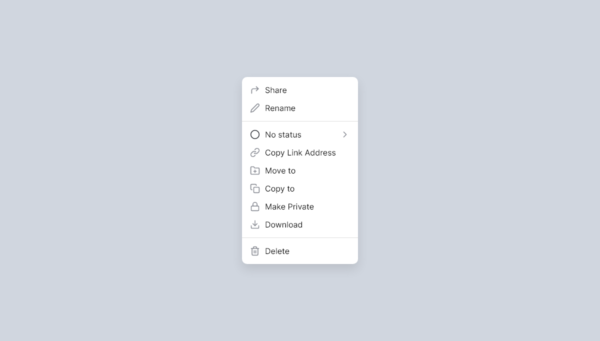 CSS Dropdown Menus - Context menu with Feather icons