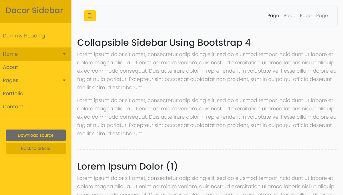 Bootstrap Sidebars - Collapsible Sidebar 
