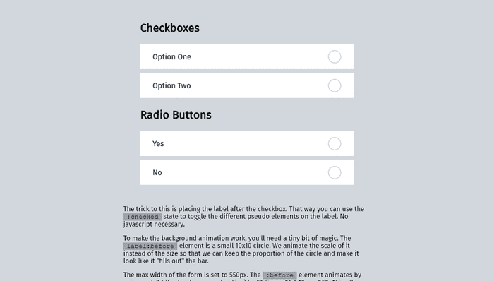 Radio Buttons CSS - Material Inspired Checkboxes And Radio Groups