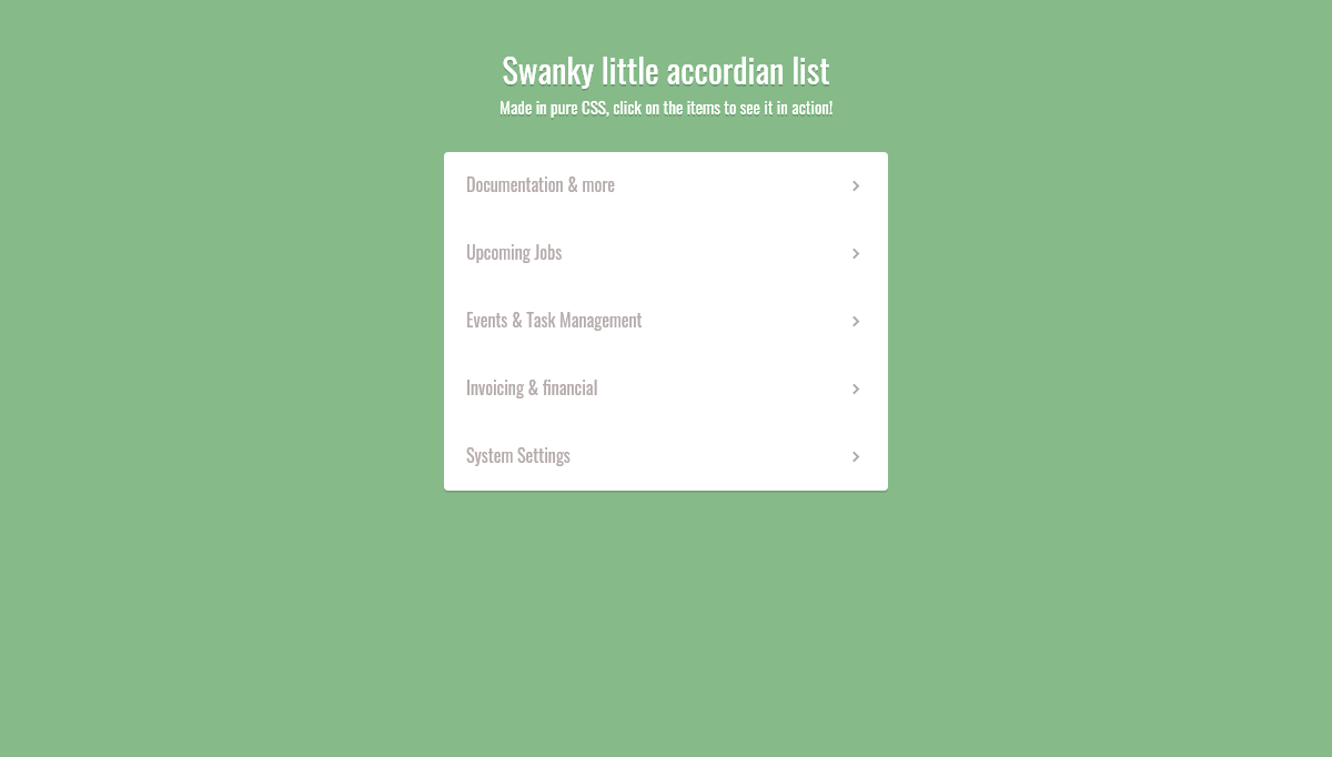CSS Accordions - Swanky little accordian list