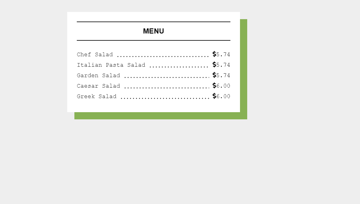 CSS Lists - Flexbox Menu List