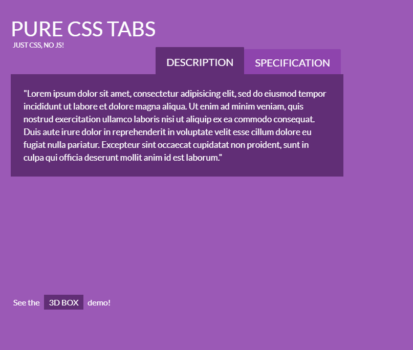 CSS Tabs - Pure CSS Tabs