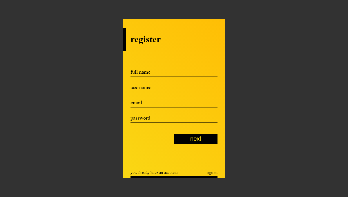CSS Forms - register form