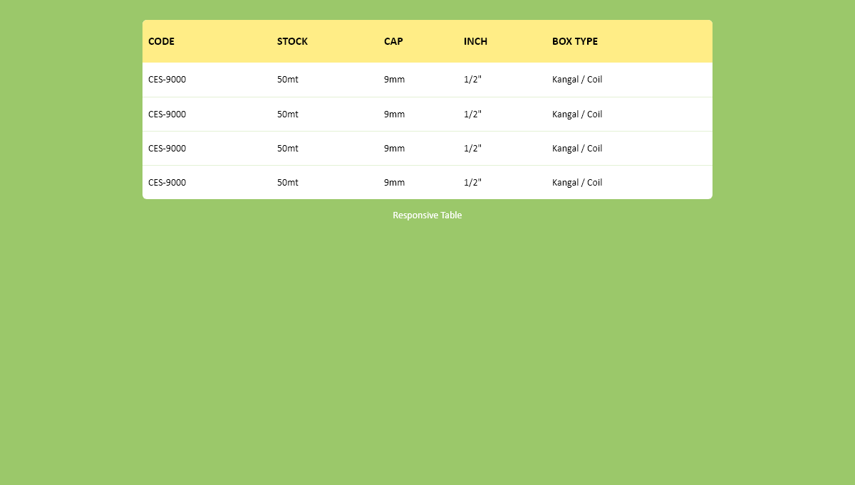 CSS Tables - Responsive Table