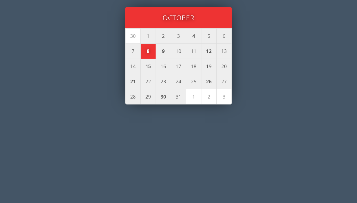 CSS Calendars - Calendar