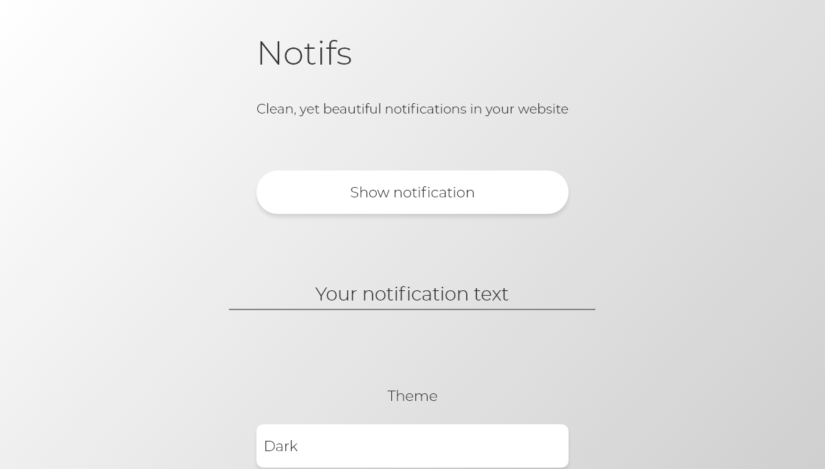 JavaScript Notifications - Notifs - clean, yet beautiful notifications in your website