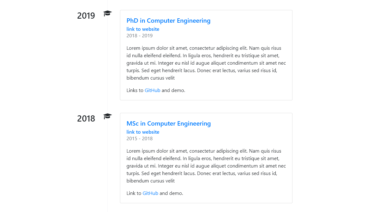 HTML Resume Templates - Responsive education timeline