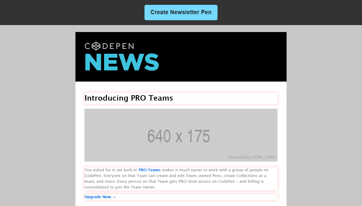 jQuery Forms - Codepen Newsletter Content Template (Proof Of Concept)