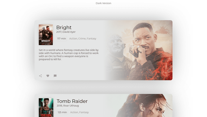 CSS Movie Cards - Responsive Movie Card - Light Version