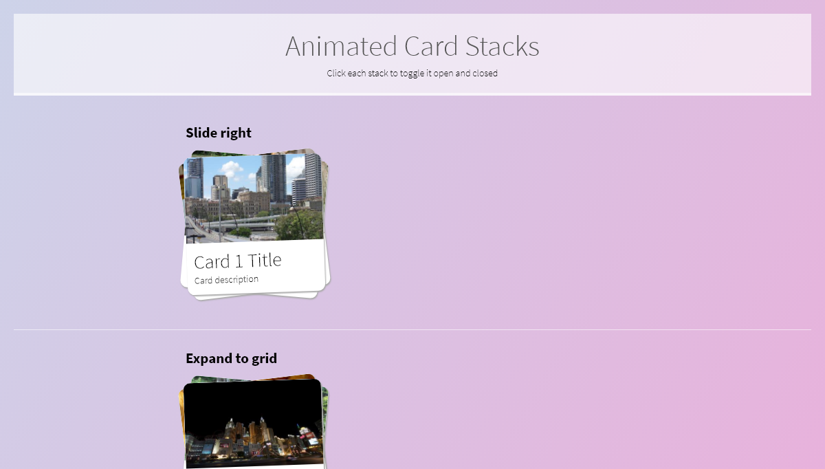 jQuery Cards - Animated Card Stacks