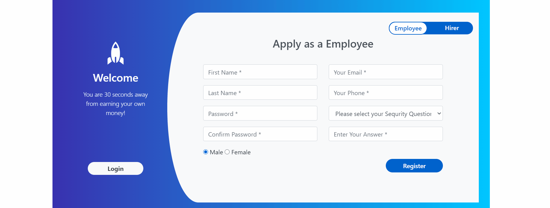 Bootstrap Login Forms - Dual Design Registration Form
