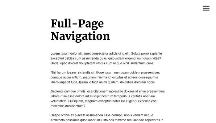 CSS Menu - Full-Page Navigation
