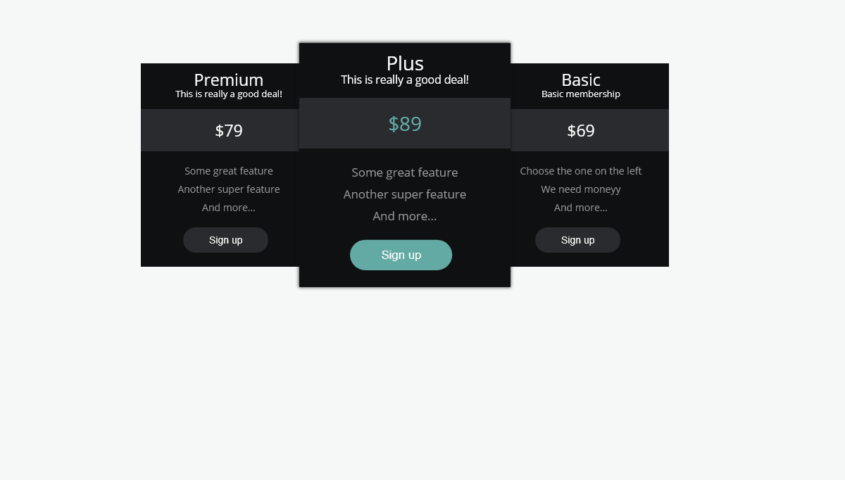 CSS Tables - CSS Price Table