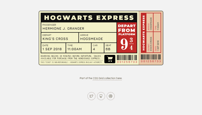 CSS Grid Examples - CSS Grid: Train Ticket