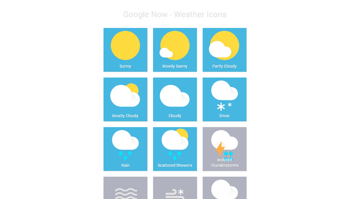 CSS Weather Icons - Google Now - Weather Icons