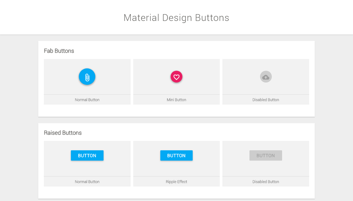 CSS Button Libraries - Material Design Buttons