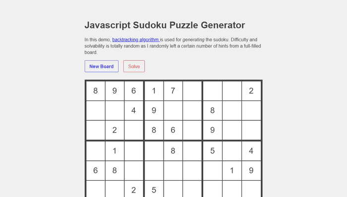JavaScript Sudoku Games - Javascript Sudoku Puzzle Generator