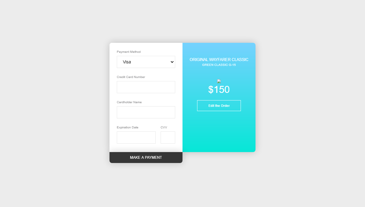 CSS Checkout Forms - Blue Credit Card Checkout Form