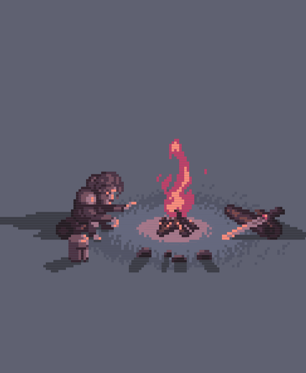 CSS Fire Animation - Box-Shadow Only, No Image Pixelart Campfire Animation